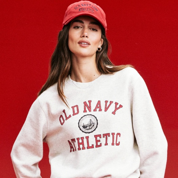 NWT OLD NAVY 94 Fleece Logo Sweatshirt COLOR WHITE - Picture 2 of 6